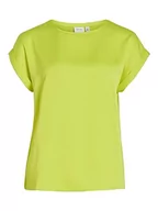 Bluzki damskie - Vila Damska bluzka z krótkim rękawem S/S Satin Top Noos, żółty, 36 - miniaturka - grafika 1