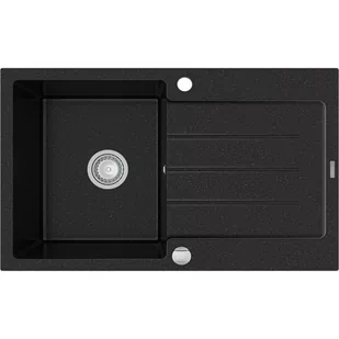 Mexen Bruno zlewozmywak granitowy 1-komorowy z ociekaczem 900 x 500 mm, czarny/srebrny metalik- 6513791010-73 - Zlewozmywaki - miniaturka - grafika 1
