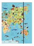 Szkolne artykuły papiernicze - Teczka z gumką A4 Mapa Zwierząt 10 DERFORM - miniaturka - grafika 1
