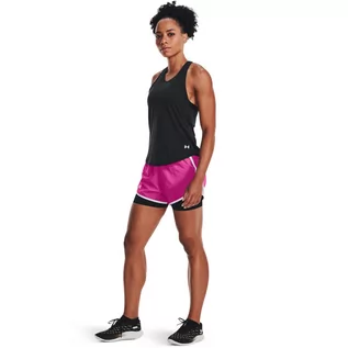 Spodnie sportowe damskie - Damskie spodenki do biegania UNDER ARMOUR UA Fly By 2.0 2N1 Short - różowe - grafika 1