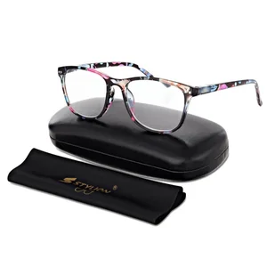 Plusy +4.00 damskie okulary do czytania korekcyjne w kwiatki z flexami ST312A - Okulary korekcyjne, oprawki, szkła - miniaturka - grafika 1