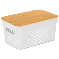 Pojemniki kuchenne - Plastikowy pojemnik z bambusową pokrywą, 26 x 17,5 x 12,5 cm - miniaturka - grafika 1