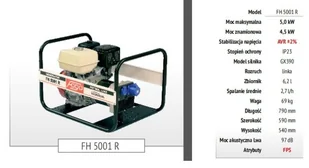 Agregat prądotwórczy FOGO FH 5001 230V 4,5kW, HONDA - Agregaty prądotwórcze - miniaturka - grafika 1