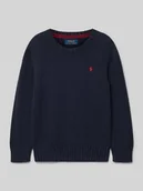 Swetry dla chłopców - Sweter z dzianiny z wyhaftowanym logo - miniaturka - grafika 1