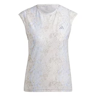 Koszulki i topy damskie - adidas T-shirt damski (Short Sleeve) Fast AOP Tee, White/Wonder Taupe, HR5714, S - grafika 1