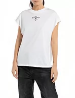 Koszulki i topy damskie - Replay T-shirt damski, 001 White, L - miniaturka - grafika 1