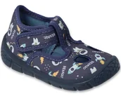 Buty dla chłopców - Kapcie dziecięce 630P018 chłopięce domowe na rzepy granatowe Befado-22 - miniaturka - grafika 1