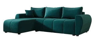 Nowoczesny welurowy narożnik L w kolorze morskim E9-Z28 - Narożniki - miniaturka - grafika 1