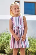 Sukienki i spódniczki dla dziewczynek - Mayoral sukienka z domieszką lnu dziecięca kolor fioletowy mini rozkloszowana - miniaturka - grafika 1