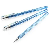 Długopisy - Pentel K110-DMNX Hybrid Dual Metallic długopis żelowy - błyszczący żel, kolor niebiesko-szary/metaliczny, niebieski i srebrny, grubość linii 0,5 mm, 1 szt. - miniaturka - grafika 1
