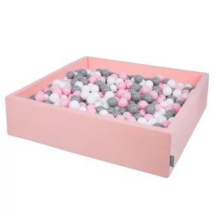 KiddyMoon, suchy basen kwadratowy z piłeczkami 7cm 120x30 różowy: biały-szary-pudrowy róż 120x30/1000piłek - Suche baseny - miniaturka - grafika 1