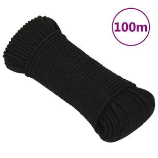 vidaXL LinKa robocza, czarna, 3 mm, 100 m, poliester - Żeglarstwo - miniaturka - grafika 1
