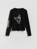 Bluzki dla dziewczynek - Reserved - Bluzka z aplikacją Kuromi - czarny - miniaturka - grafika 1