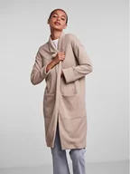 Swetry damskie - Pieces Kardigan 17090175 Beżowy Regular Fit - miniaturka - grafika 1