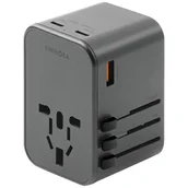 Ładowarki do telefonów - ENERGEA ład. siec. 1xUSB+2xUSB-C PD-PPS-QC 3.0 65W 1A2C adapter 4w1 US/UA/EU/UK szary/gunmetal Travelworld Adapter GaN65W - miniaturka - grafika 1