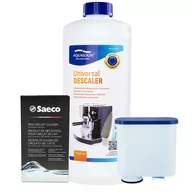 Akcesoria i części do ekspresów do kawy - Zestaw do Ekspresu Philips Saeco, Filtr AL-Clean, Odkamieniacz Uniwersalny Aqualogis 1L, Środek do Obiegu Mleka Saeco CA6705/60 - miniaturka - grafika 1