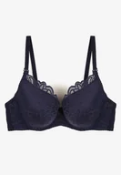 Biustonosze - Granatowy Biustonosz Typu Push Up Ozdobiony Koronką Nelani - Born2be - miniaturka - grafika 1