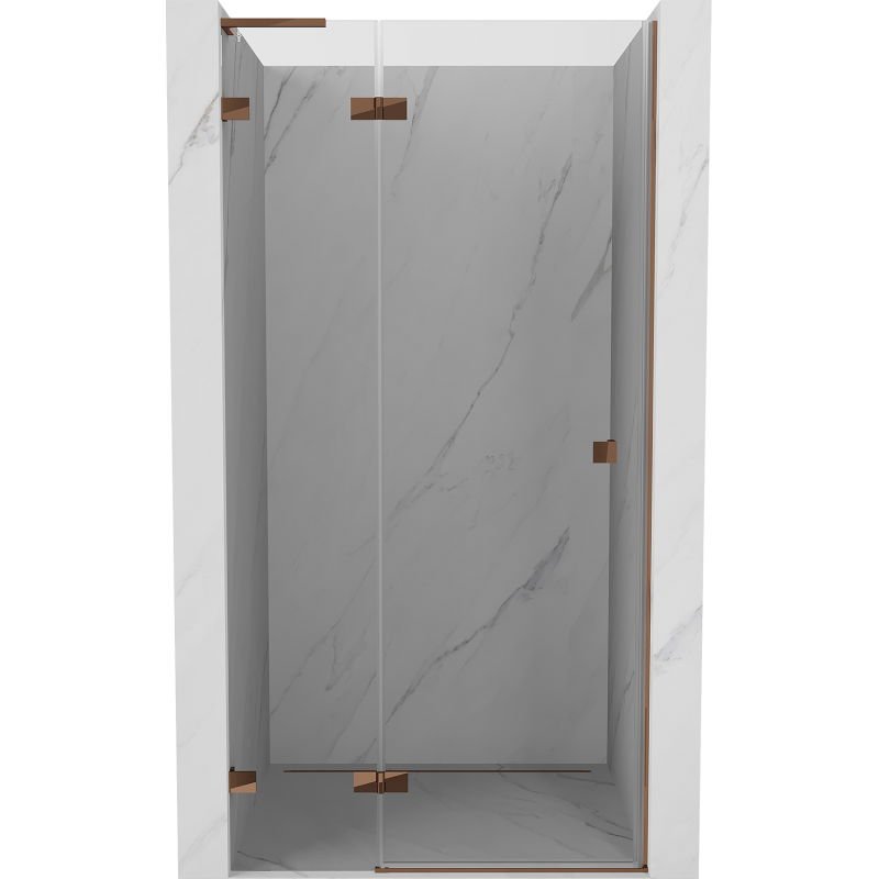 Mexen Lunar L drzwi prysznicowe uchylne lewe 95 cm, transparent, różowe złoto - 834L-095-000-60-00-L