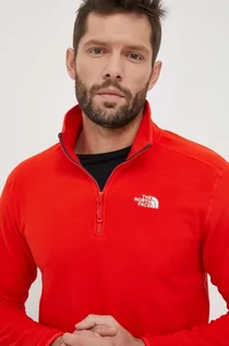 Bluzy męskie - The North Face bluza sportowa 100 Glacier kolor czerwony gładka - grafika 1