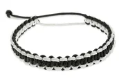 Bransolety męskie - Męska Bransoletka Pleciona Black And White - miniaturka - grafika 1