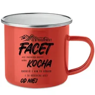 Kubki - KUBEK Stalowy Emaliowany CZERWONY FACET KOCHA GÓRY Prezent od Niej Wzory - miniaturka - grafika 1
