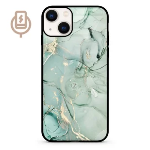Marmur pistacja golden - iPhone 13 mini Etui szklane flexible indukcyjne - Etui i futerały do telefonów - miniaturka - grafika 1
