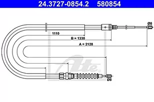 ATE LINKA HAMULCA 24.3727-0854.2 PEUGEOT 308 1.6HDI 13 - Linki hamulca postojowego - miniaturka - grafika 1