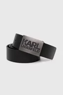 Paski - Karl Lagerfeld pasek skórzany męski kolor czarny - miniaturka - grafika 1