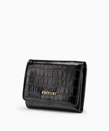 Portfele - PUCCINI Mały portfel damski ze skóry ekologicznej crocco z okienkiem na zdjęcie w kolorze czarnym - Puccini - miniaturka - grafika 1