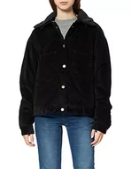 Kurtki damskie - Urban Classics Damska kurtka Ladies Oversized Sherpa kurtka sztruksowa, czarny (Black/Black 00825), S - miniaturka - grafika 1
