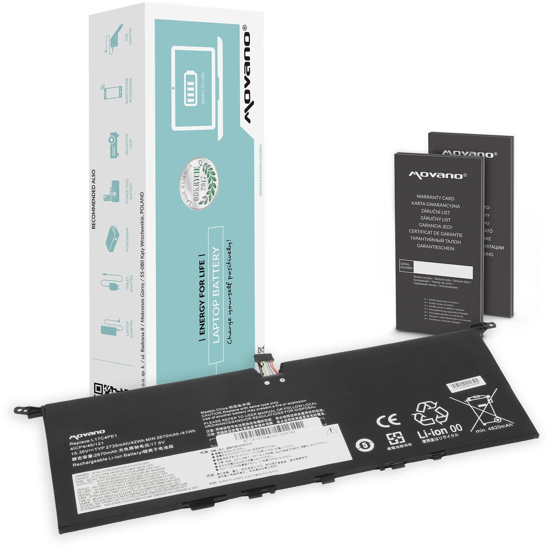 Bateria Movano do Lenovo IdeaPad 730S, Yoga S730