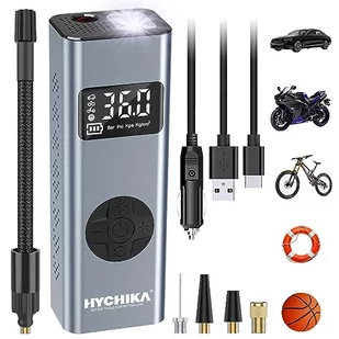 Przenośna Pompka Powietrza HYCHIKA 12V 6000mAh z Akumulatorem I50PSI, Przenośna Pompka Rowerowa ze światłem LED i Przełączanym Manometrem (PSI/BAR/KPA/KG/cm²), 5 Akcesoriów - Akcesoria motoryzacyjne - miniaturka - grafika 1