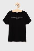 Koszulki i topy damskie - Tommy Hilfiger T-shirt bawełniany dziecięcy kolor czarny z nadrukiem - miniaturka - grafika 1