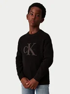 Swetry dla chłopców - Calvin Klein Jeans Sweter Towelling Ck IB0IB02219 Czarny Regular Fit - miniaturka - grafika 1