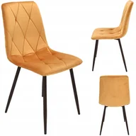 Krzesła - Krzesło Tapicerowane pikowane Welur nowoczesne - miniaturka - grafika 1