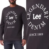Swetry męskie - Lee LEGENDARY SWS Washed Black CZARNA BLUZA Z LOGO REGULAR FIT M - miniaturka - grafika 1
