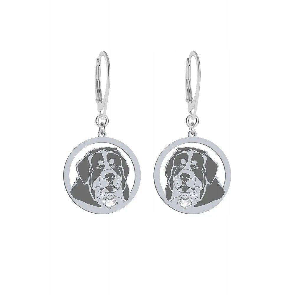 Kolczyki Berneński Pies Pasterski Srebro 925 Prezent DEDYKACJA GRATIS