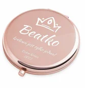 Lusterka do makijażu - Lusterko okrągłe różowe z grawerem dla niej na Dzień Kobiet - miniaturka - grafika 1