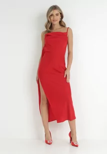Czerwona Sukienka na Cienkich Ramiączkach z Odkrytymi Plecami Napi - Sukienki - miniaturka - grafika 1