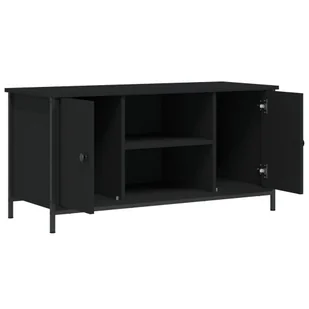 Szafka pod TV, czarna, 100x40x50 cm, materiał drewnopochodny Lumarko! - Szafki RTV - miniaturka - grafika 6