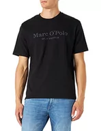 Koszulki męskie - Marc O'Polo Męski 51230 T-shirt męski z nadrukiem wewnętrznym, wygodna górna część z bawełny organicznej, luźna koszulka z krótkim rękawem dla mężczyzn, czarny nowy, S - miniaturka - grafika 1