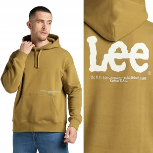 Lee LOOSE LOGO HOODIE Ammonite BARDZO LUŹNA BLUZA Z KAPTUREM KANGURKA XL - Bluzy męskie - miniaturka - grafika 1