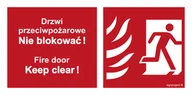 Systemy ekspozycyjne i znaki informacyjne - BC049 DRZWI PRZECIWPOŻAROWE, NIE BLOKOWAĆ ! FIRE DOOR, KEEP CLEAR ! PRAWOSTRONNE, TS - PŁYTA TD FOTOLUMINESCENCYJNA; (200X100MM) - miniaturka - grafika 1