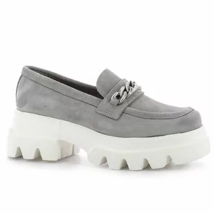 Szare mokasyny zamszowe CARINII - Carinii - Mokasyny damskie - miniaturka - grafika 1