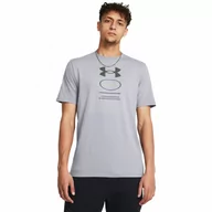 Koszulki sportowe męskie - Męski t-shirt z nadrukiem Under Armour UA M Branded Gel Stack Ss - szary - UNDER ARMOUR - miniaturka - grafika 1