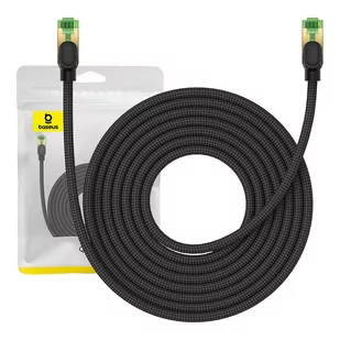 Kabel sieciowy w oplocie kat. 8 Baseus Ethernet RJ45, 40Gbps, 8m (czarny) - Kable miedziane - miniaturka - grafika 1