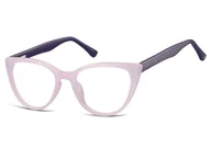 Okulary korekcyjne, oprawki, szkła - Okulary oprawki optyczne zerówki korekcyjne kocie oczy Sunoptic CP113D fioletowe - miniaturka - grafika 1
