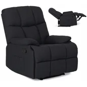 Fotele - Fotel Rozkładany Wypoczynkowy z Podnóżkiem RIKO Czarny Nowoczesny - miniaturka - grafika 1