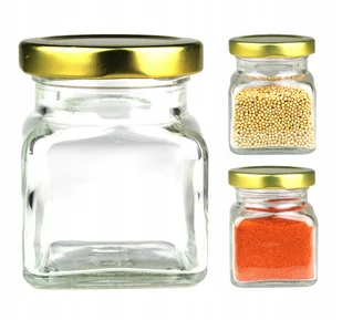 3x pojemniki szklane słoiki na przyprawy 120 ml ze złotą zakrętką fi 53 - Pojemniki kuchenne - miniaturka - grafika 1