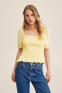 Koszulki i topy damskie - Mango t-shirt bawełniany Gomas kolor żółty - grafika 1